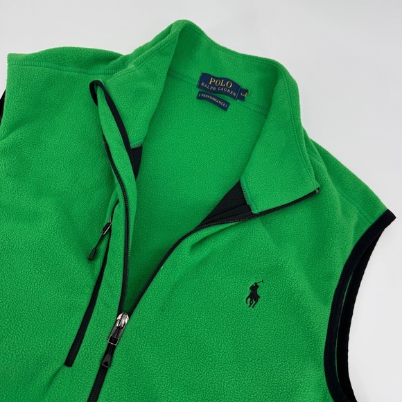 Polo Ralph Lauren Men's‎ Large Performance Green Fleece Vest Full Zip Logo Pony - Picture 2 of 8
